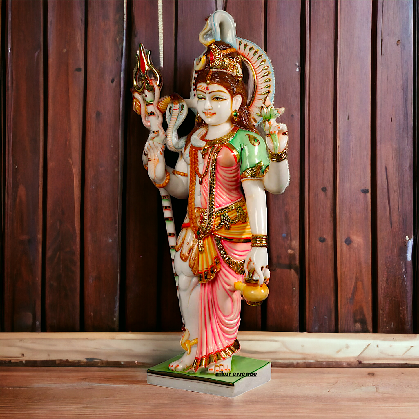 Ardhanarishvara Shiva Parvati pure Marble idol - 35 Inches Nikuressence