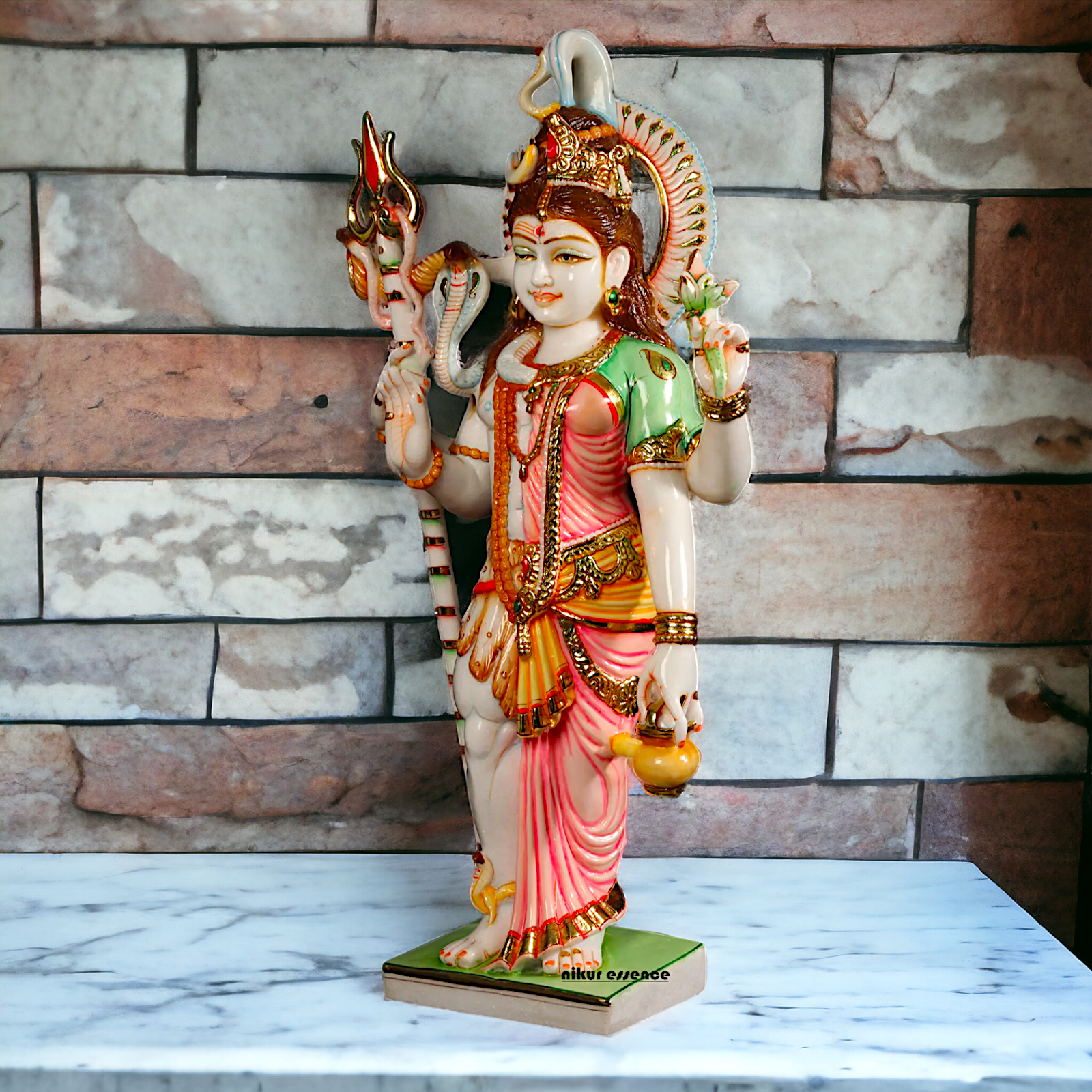 Ardhanarishvara Shiva Parvati pure Marble idol - 35 Inches Nikuressence