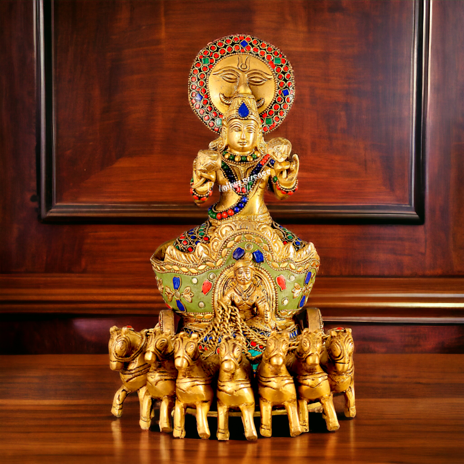Surya Rath Brass with Stone Work idol - 12 inches Nikuressence