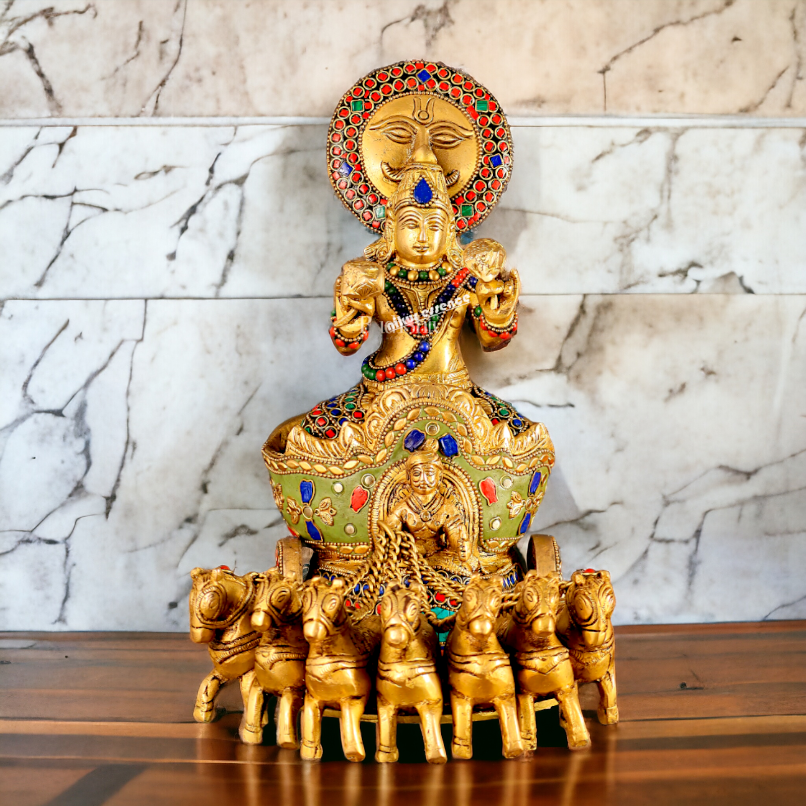 Surya Rath Brass with Stone Work idol - 12 inches Nikuressence