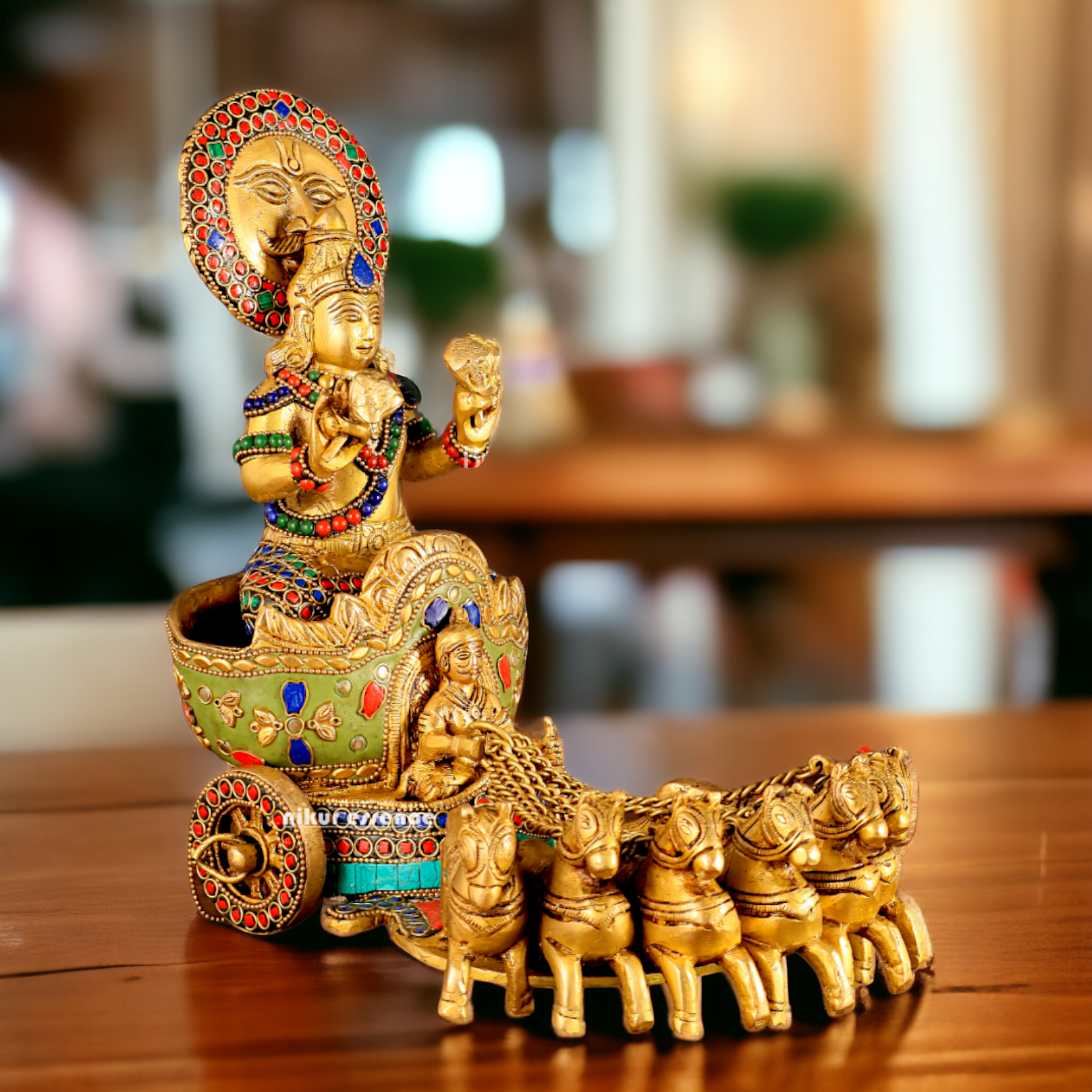 Surya Rath Brass with Stone Work idol - 12 inches Nikuressence