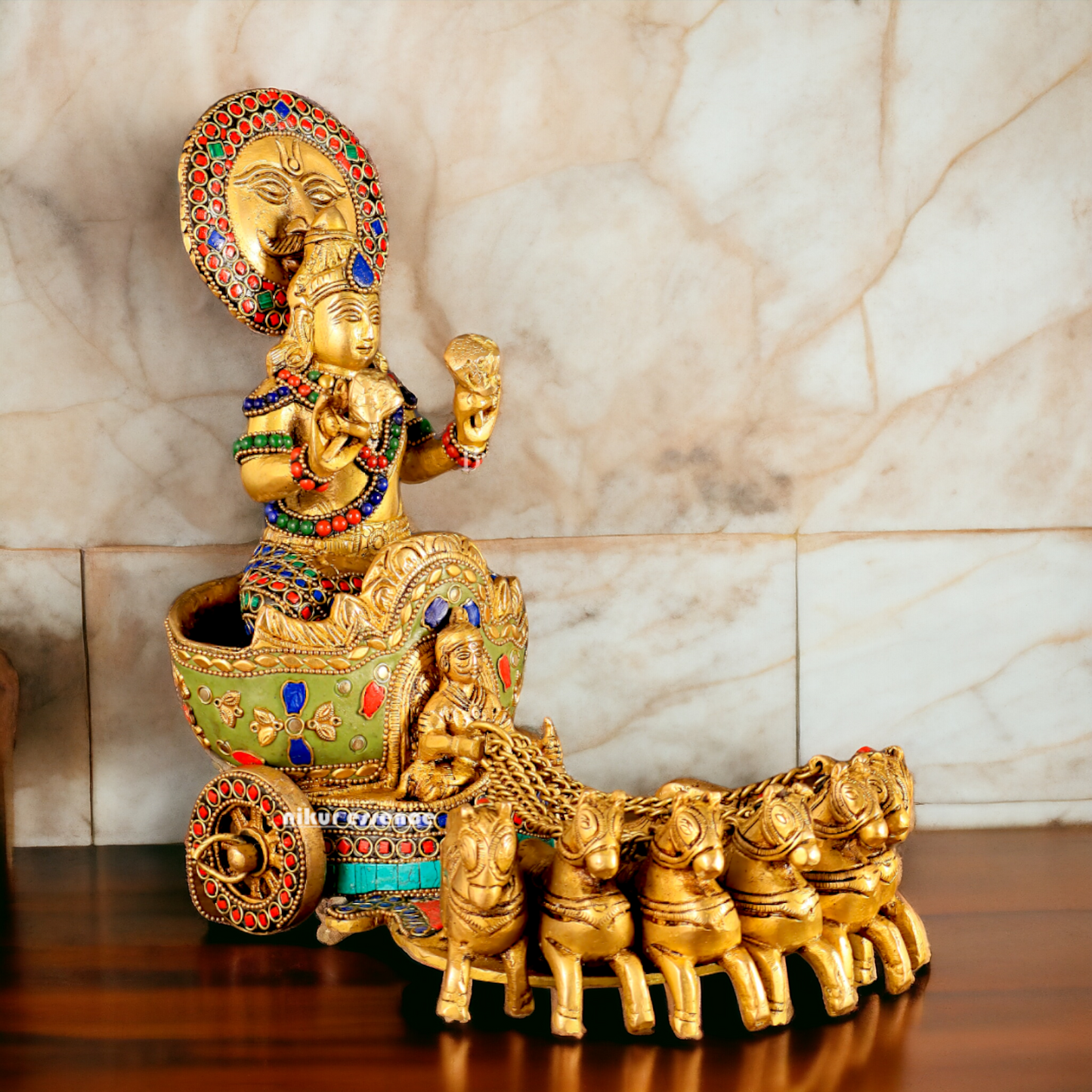 Surya Rath Brass with Stone Work idol - 12 inches Nikuressence