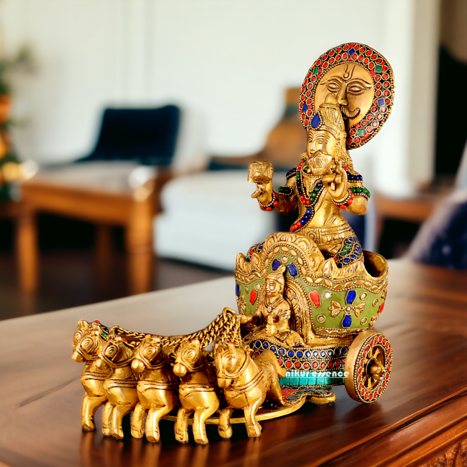 Surya Rath Brass with Stone Work idol - 12 inches Nikuressence