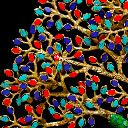 Tree decor brass with Stone Work statue - 19 Inches Nikuressence