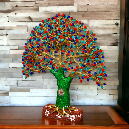 Tree decor brass with Stone Work statue - 19 Inches Nikuressence