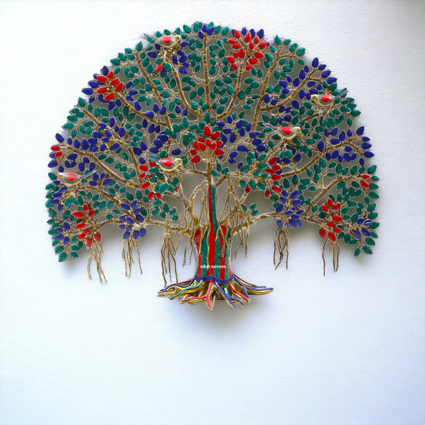 Big Tree wall hanging brass with Stone Work statue - 34 Inches Nikuressence