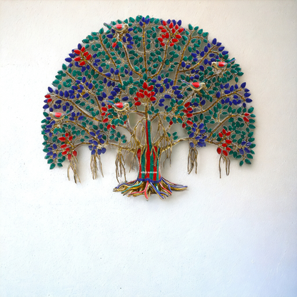 Big Tree wall hanging brass with Stone Work statue - 34 Inches Nikuressence