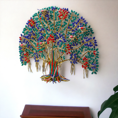 Big Tree wall hanging brass with Stone Work statue - 34 Inches Nikuressence
