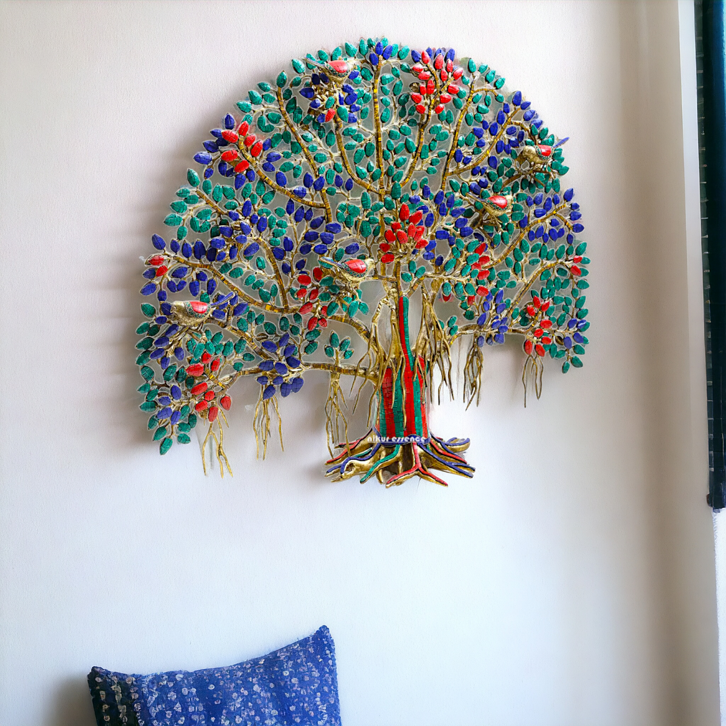 Big Tree wall hanging brass with Stone Work statue - 34 Inches Nikuressence