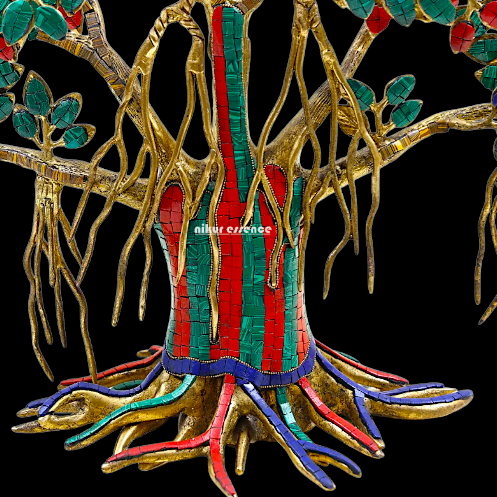 Big Tree wall hanging brass with Stone Work statue - 34 Inches Nikuressence