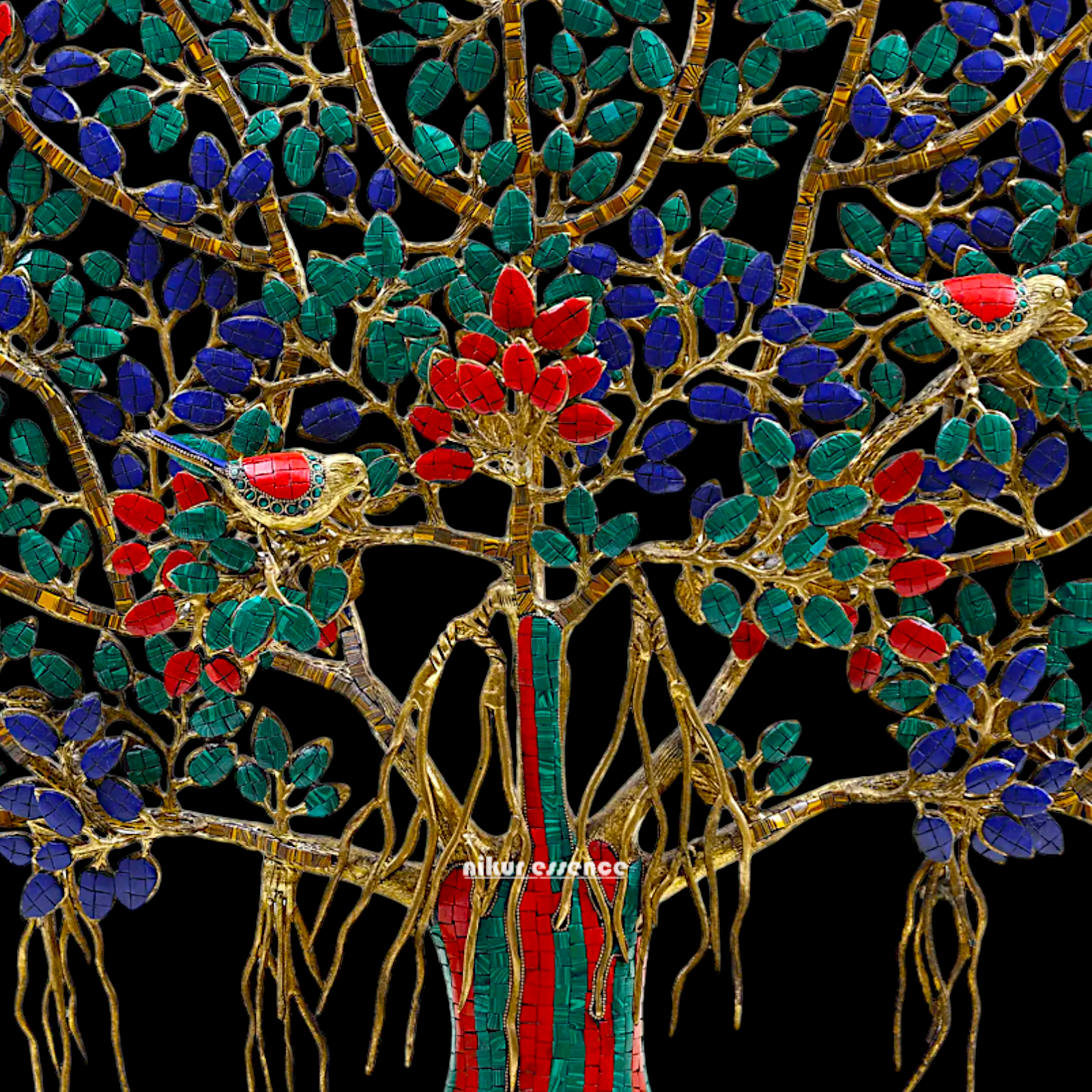 Big Tree wall hanging brass with Stone Work statue - 34 Inches Nikuressence