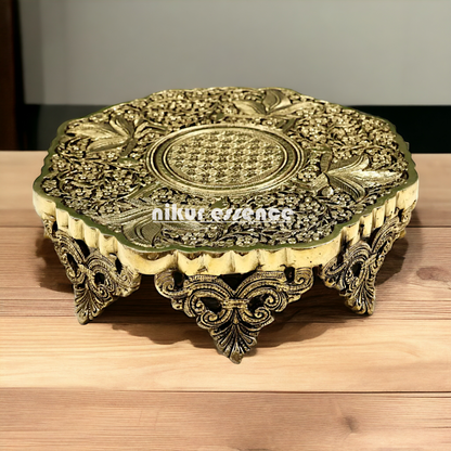 Pooja chowki with bird design Brass - 12 Inches Nikuressence
