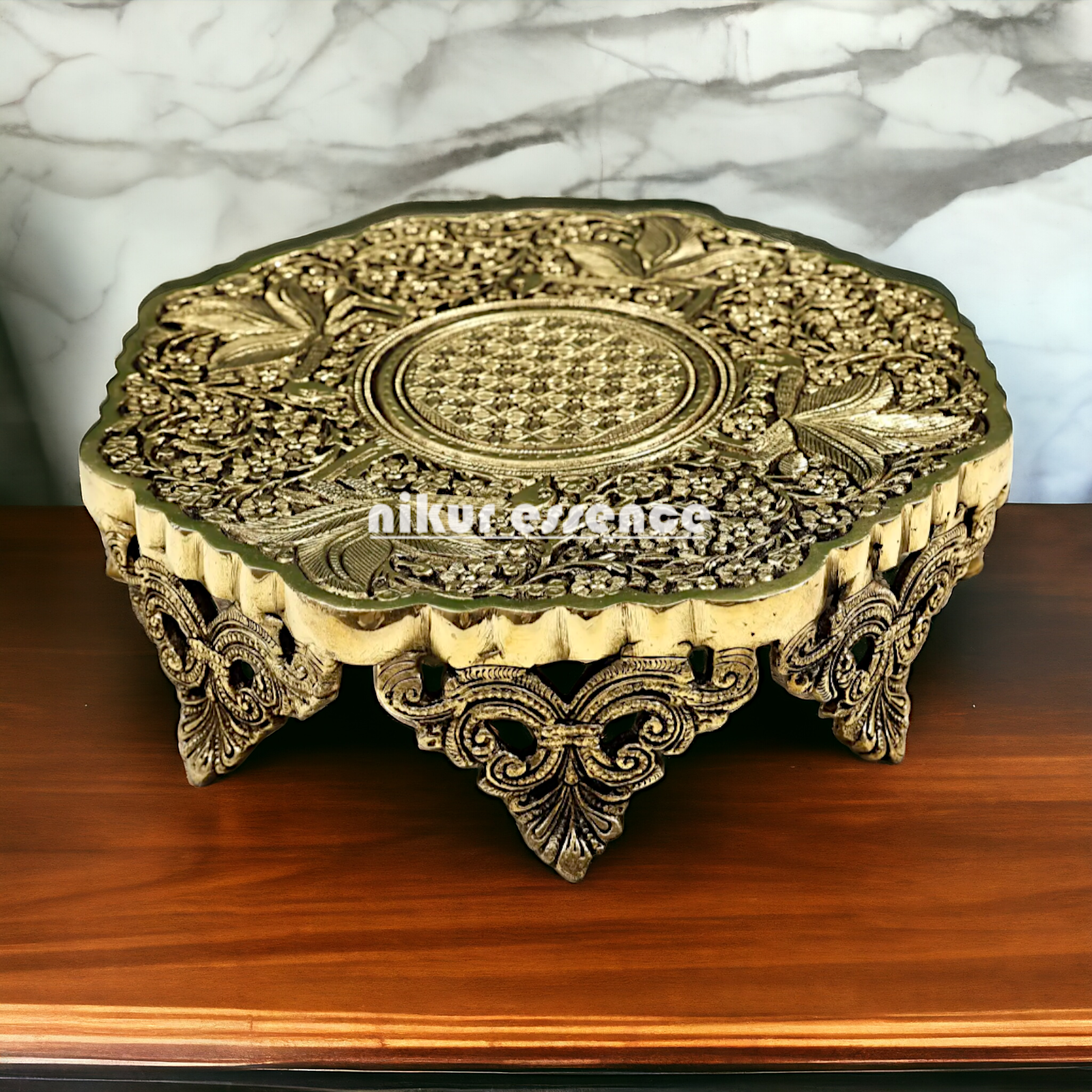 Pooja chowki with bird design Brass - 12 Inches Nikuressence