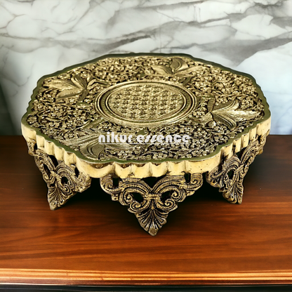 Pooja chowki with bird design Brass - 12 Inches Nikuressence