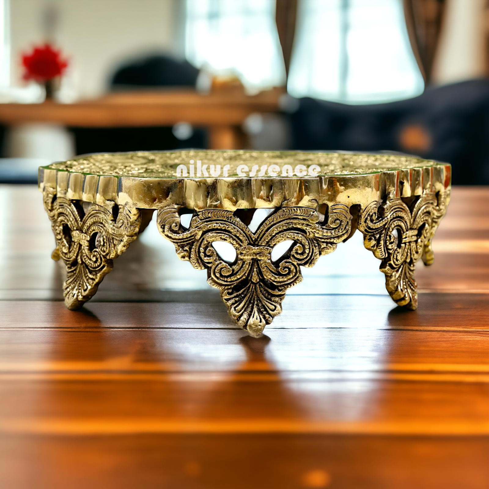 Pooja chowki with bird design Brass - 12 Inches Nikuressence