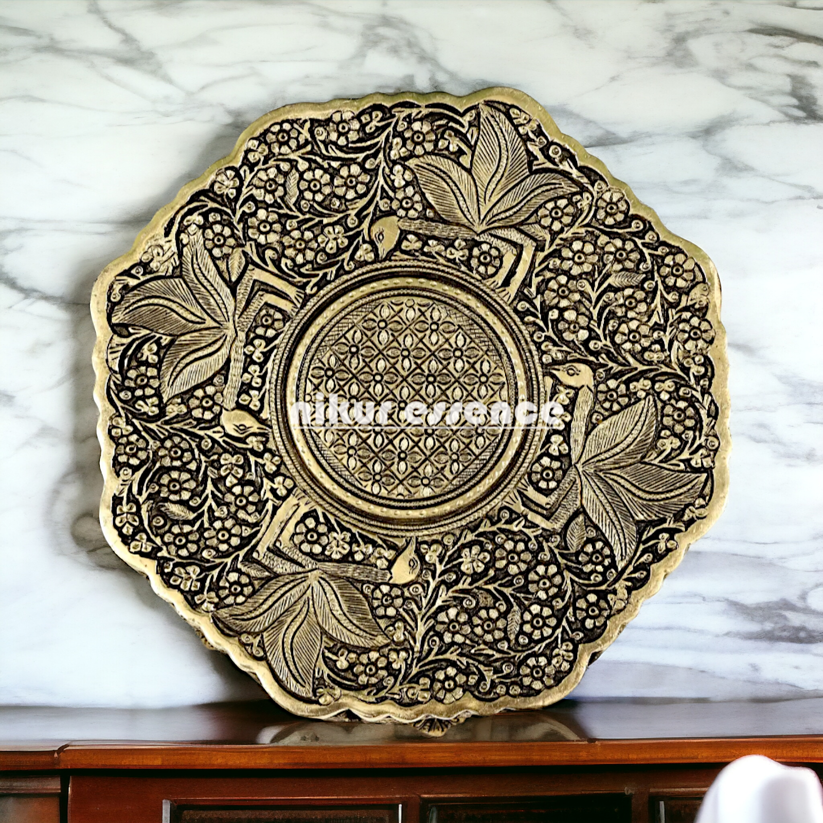 Pooja chowki with bird design Brass - 12 Inches Nikuressence