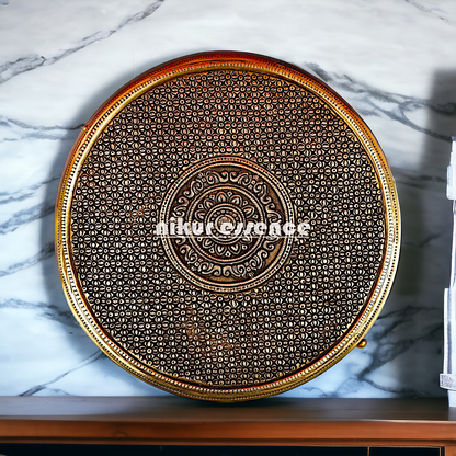 Pure Brass pedestal chowki with Bells Ghungroo - 13 Inches Nikuressence