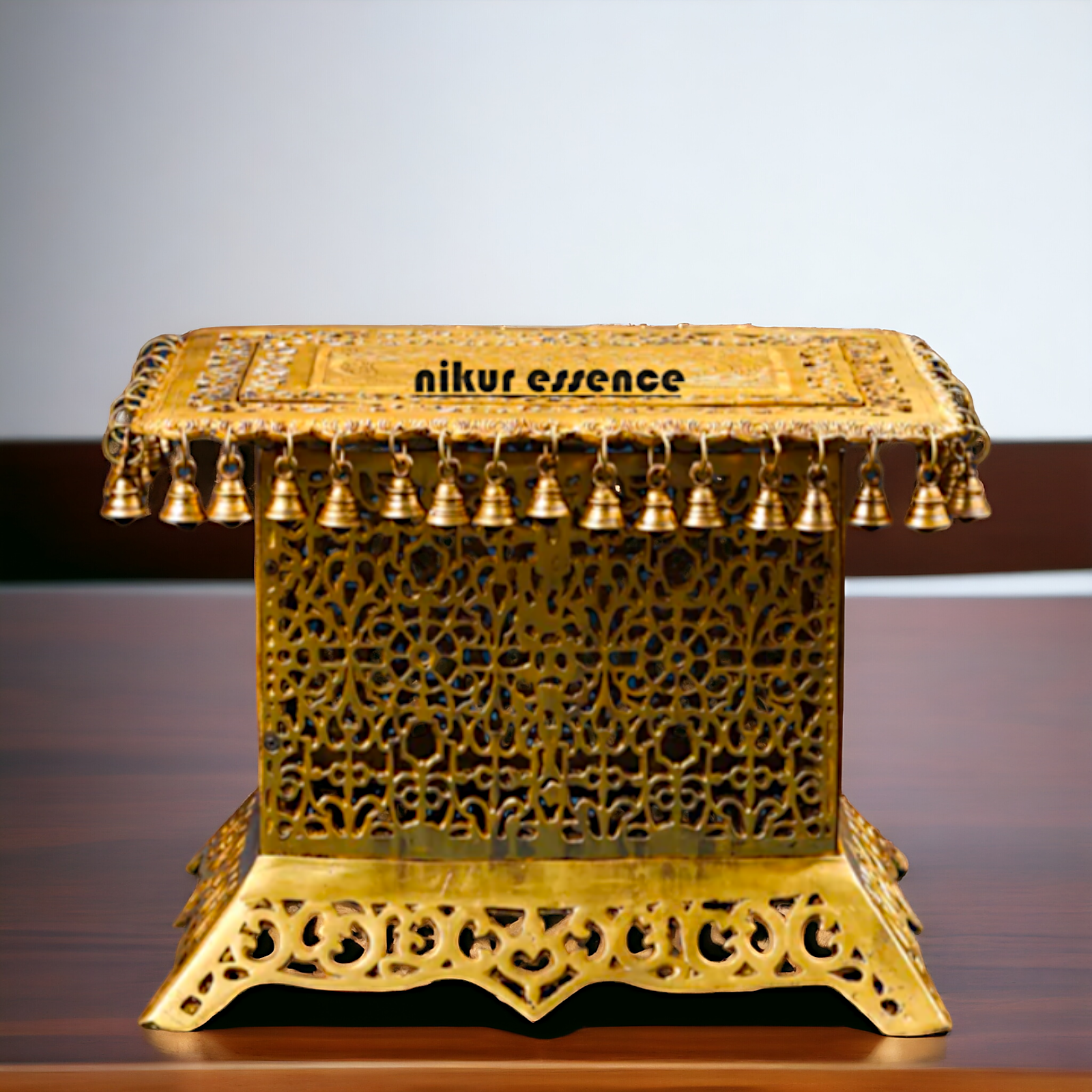 Brass chawki chowki stand with Bells Ghungroo - 15 Inches Nikuressence