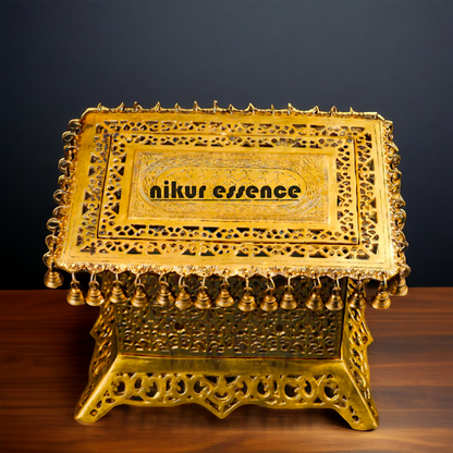 Brass chawki chowki stand with Bells Ghungroo - 15 Inches Nikuressence