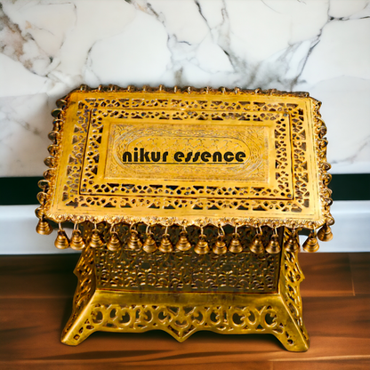 Brass chawki chowki stand with Bells Ghungroo - 15 Inches Nikuressence