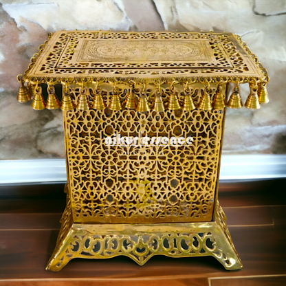 Big Bhagwan chowki stand with Ghungroo solid Brass - 20 Inches Nikuressence