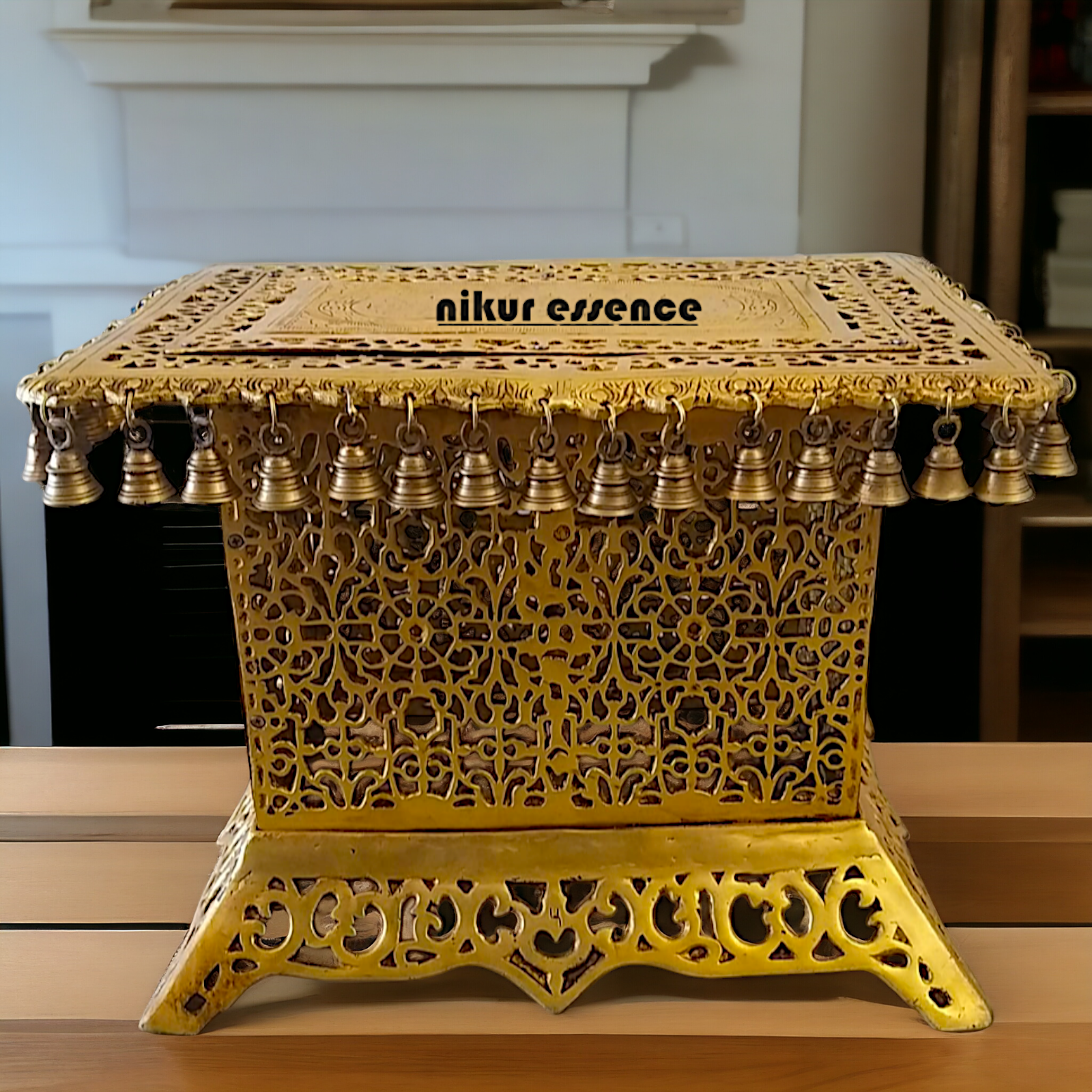 Large chowki table stand solid Brass - 15 inches Nikuressence