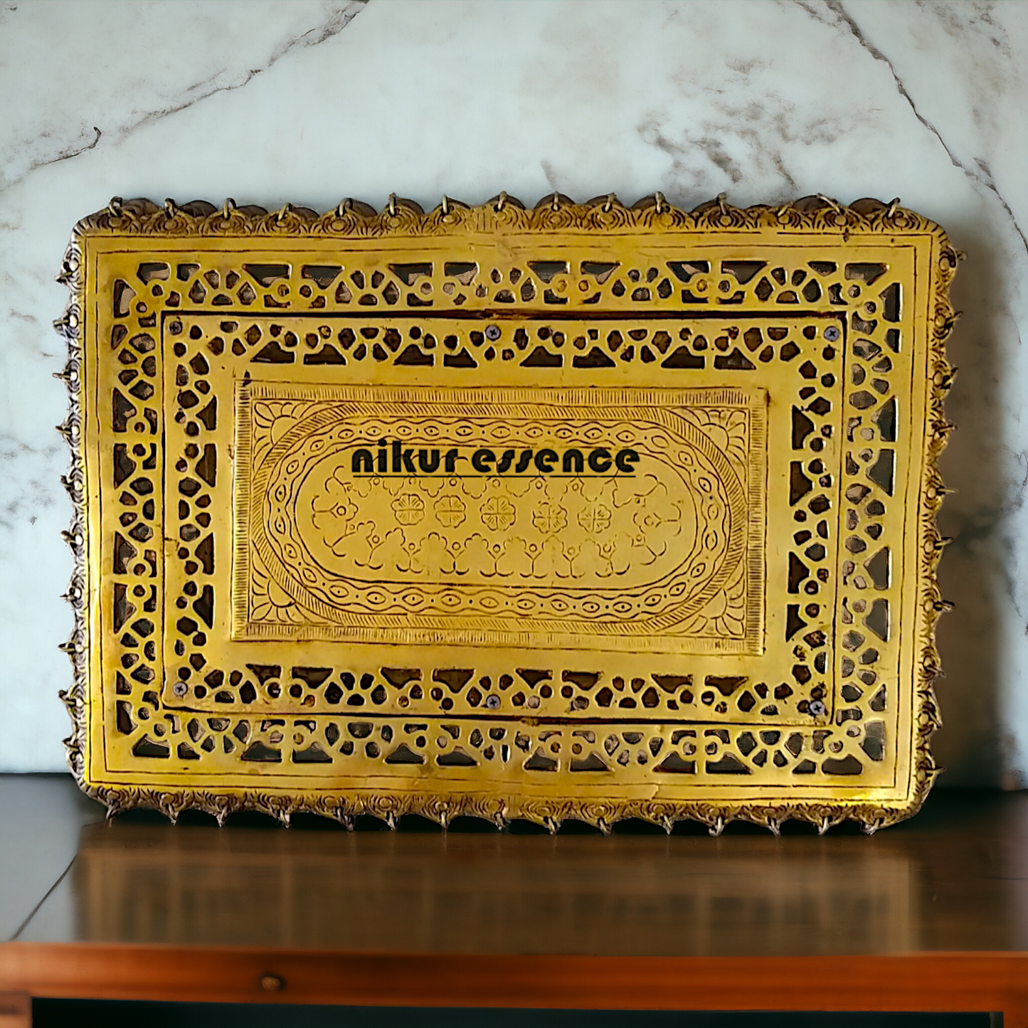 Large chowki table stand solid Brass - 15 inches Nikuressence