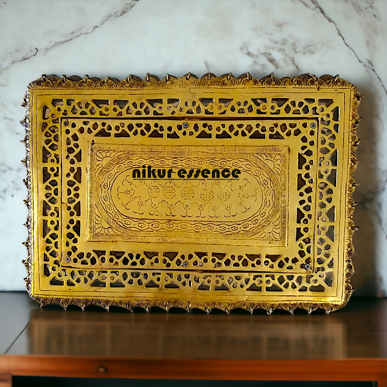 Large chowki table stand solid Brass - 15 inches Nikuressence