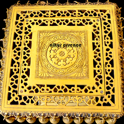 Large Chowki with Bells Solid Brass - 20 inches Nikuressence