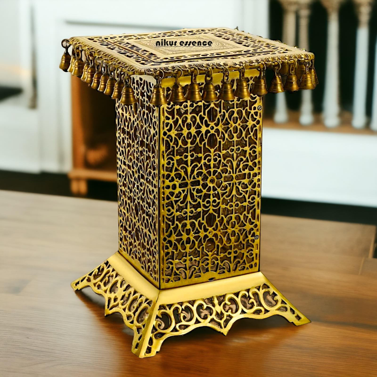 Big Chowki with Bells ghungroo Solid Brass - 21 inches Nikuressence