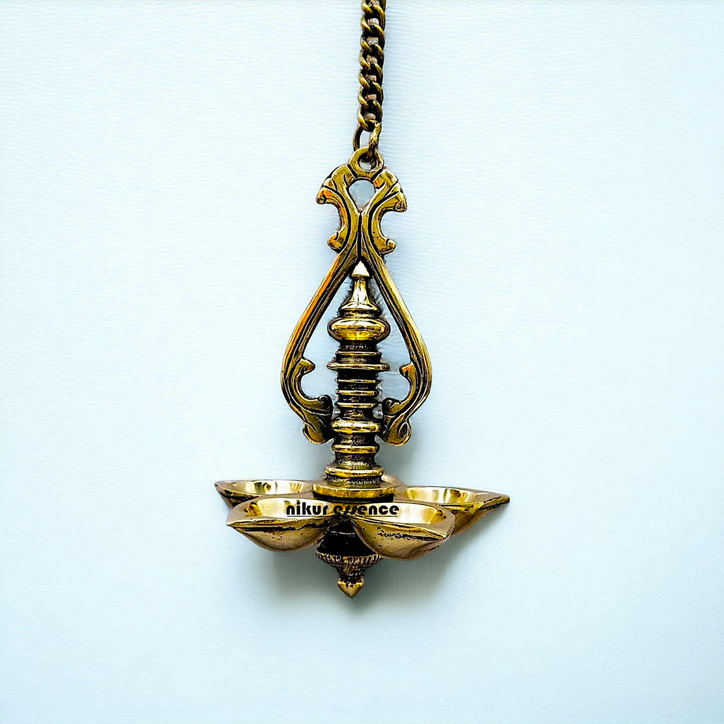Brass Wall Hanging Five Diya - 25 inches Nikuressence