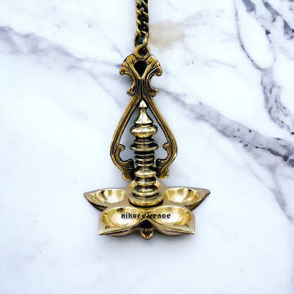 Brass Wall Hanging Five Diya - 25 inches Nikuressence