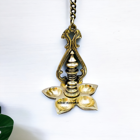 Brass Wall Hanging Five Diya - 25 inches Nikuressence