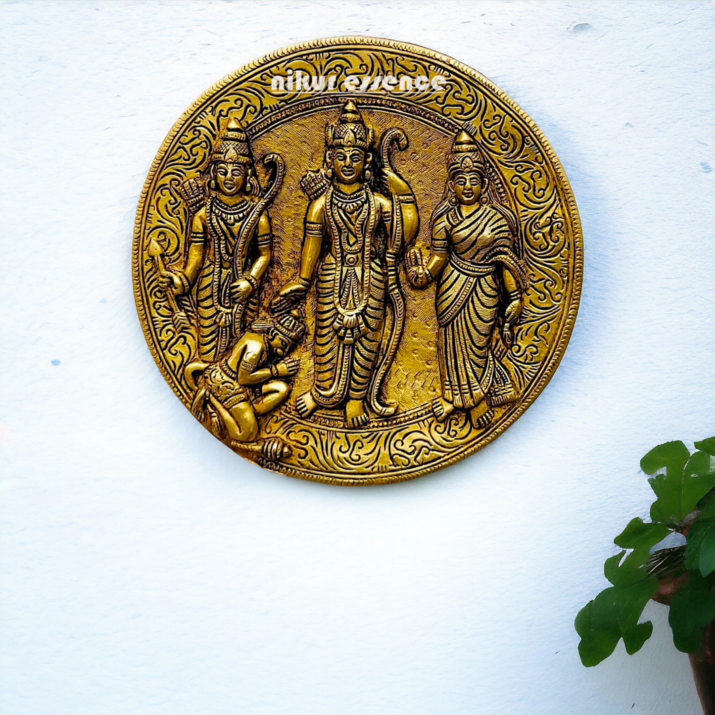 Ram Darbar wall hanging Brass Wall plate idol - 7.5 inches Nikuressence