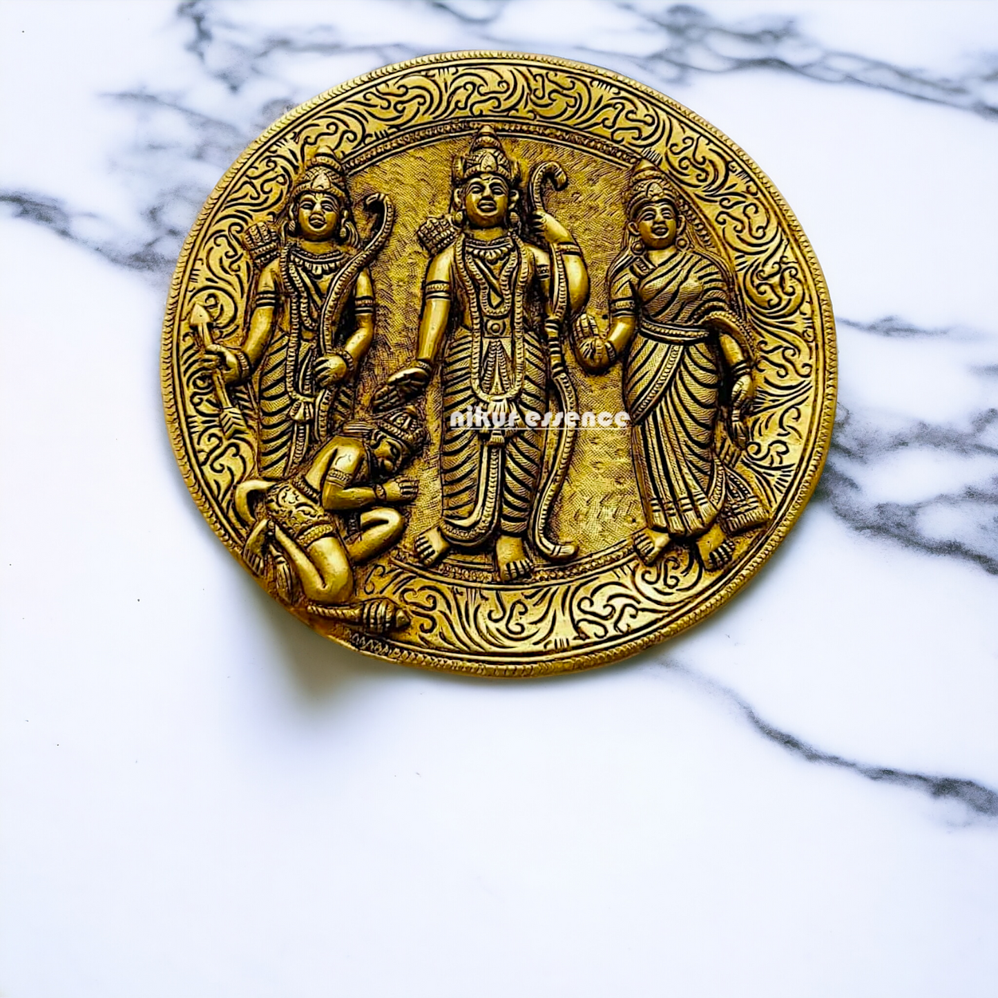 Ram Darbar wall hanging Brass Wall plate idol - 7.5 inches Nikuressence