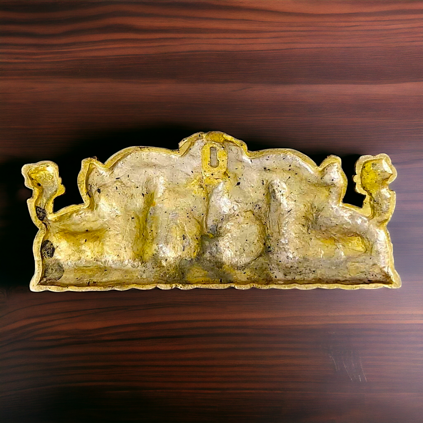 Ganesha Lakshmi Saraswati Wall Hanging Plate Brass Idol - 13 inches Nikuressence