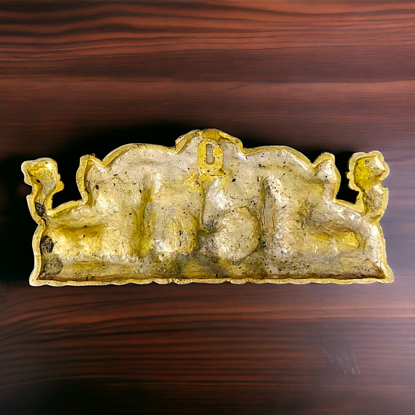 Ganesha Lakshmi Saraswati Wall Hanging Plate Brass Idol - 13 inches Nikuressence