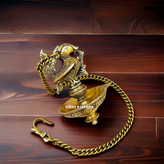 Brass Bird Diya wall hanging - 27 inches Nikuressence