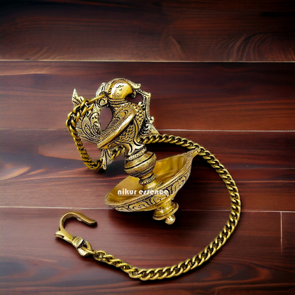 Brass Bird Diya wall hanging - 27 inches Nikuressence