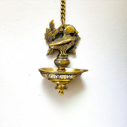 Brass Bird Diya wall hanging - 27 inches Nikuressence
