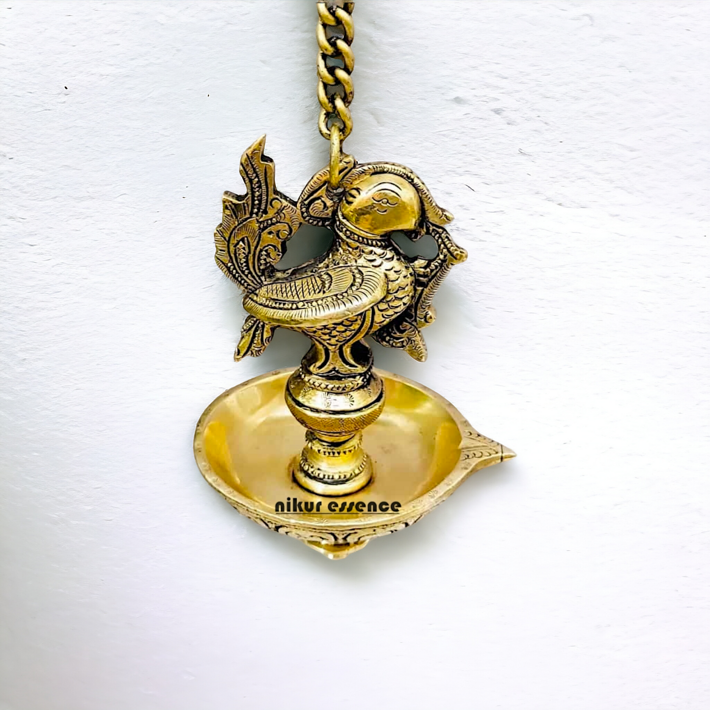 Brass Bird Diya wall hanging - 27 inches Nikuressence