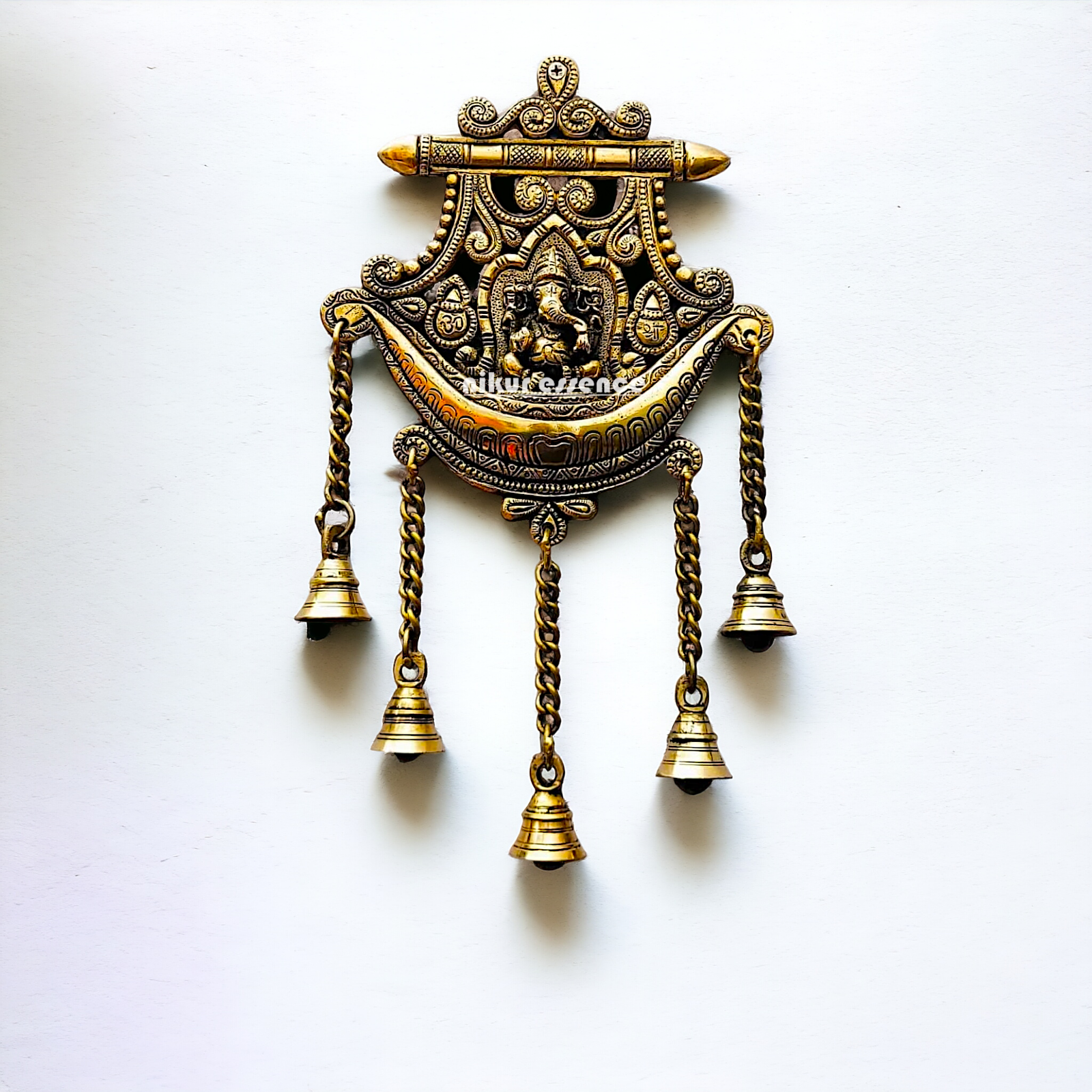 Ganesha wall hanging with Bells brass - 13 inches Nikuressence