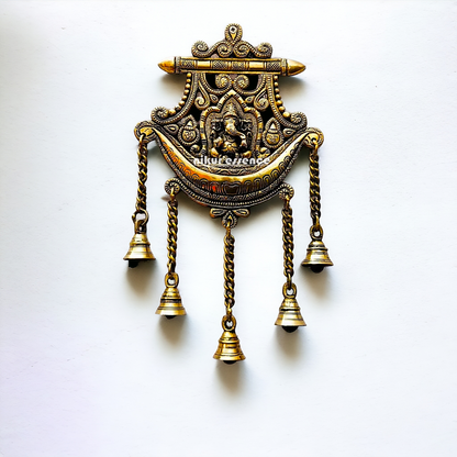 Ganesha wall hanging with Bells brass - 13 inches Nikuressence