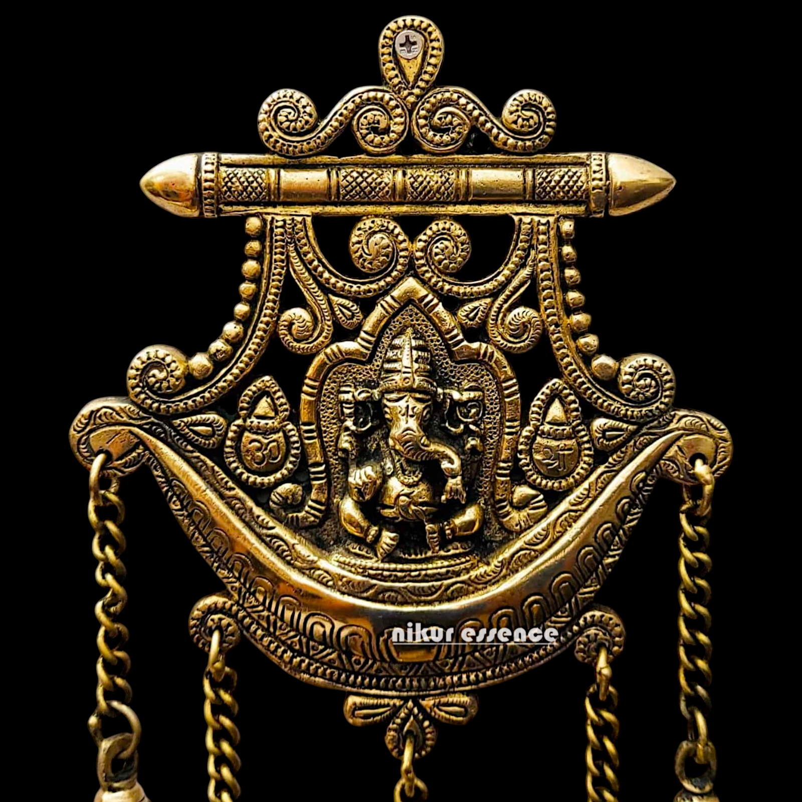 Ganesha wall hanging with Bells brass - 13 inches Nikuressence