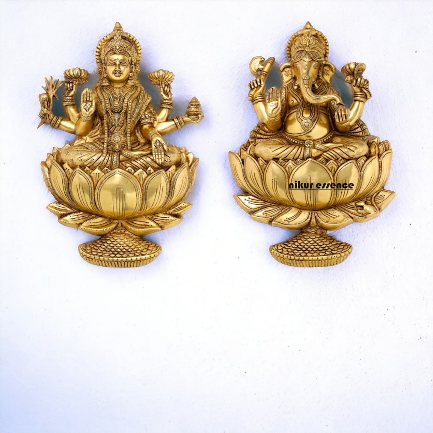 Ganesha Lakshmi pure Brass Wall hanging idol - 19 Inches Nikuressence
