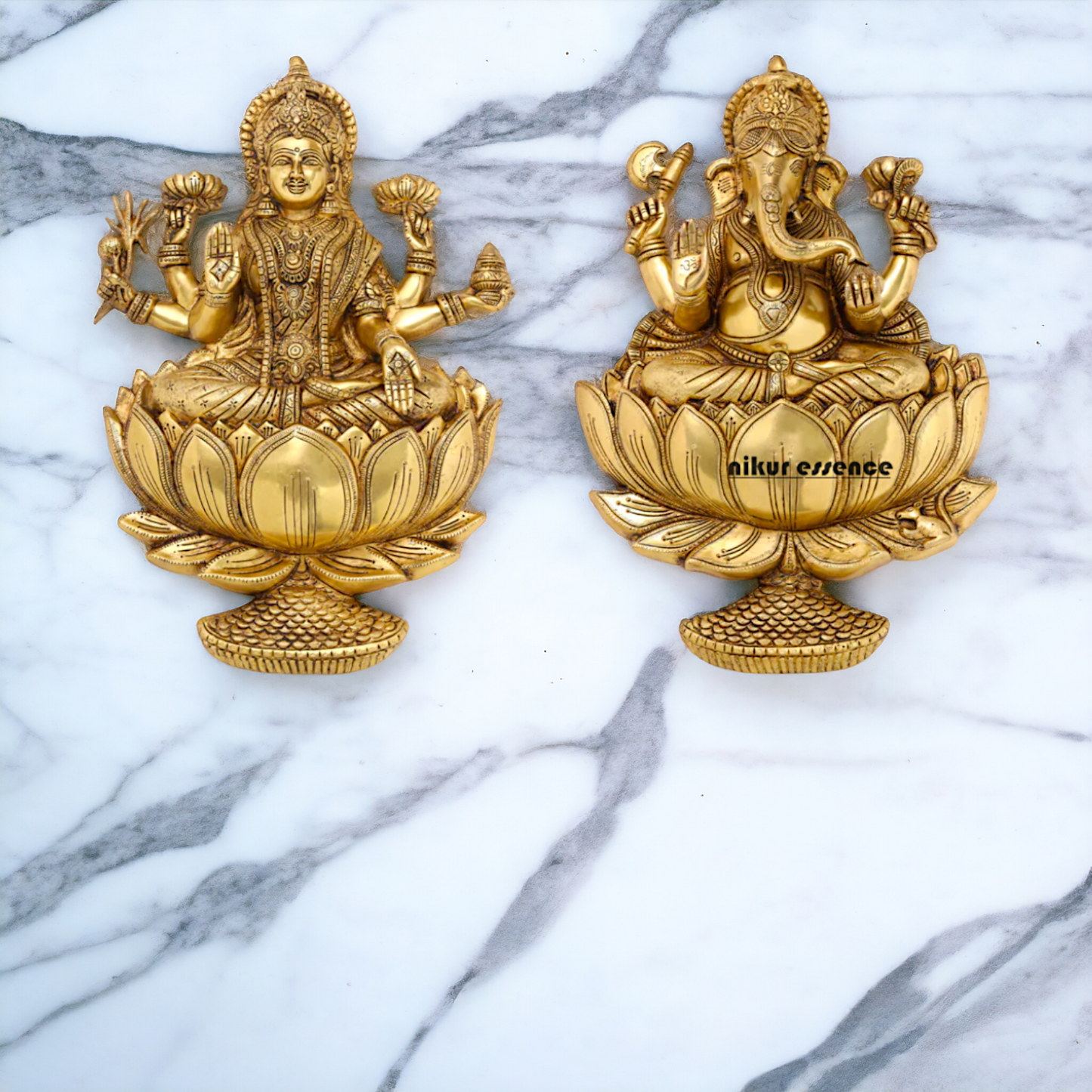 Ganesha Lakshmi pure Brass Wall hanging idol - 19 Inches Nikuressence