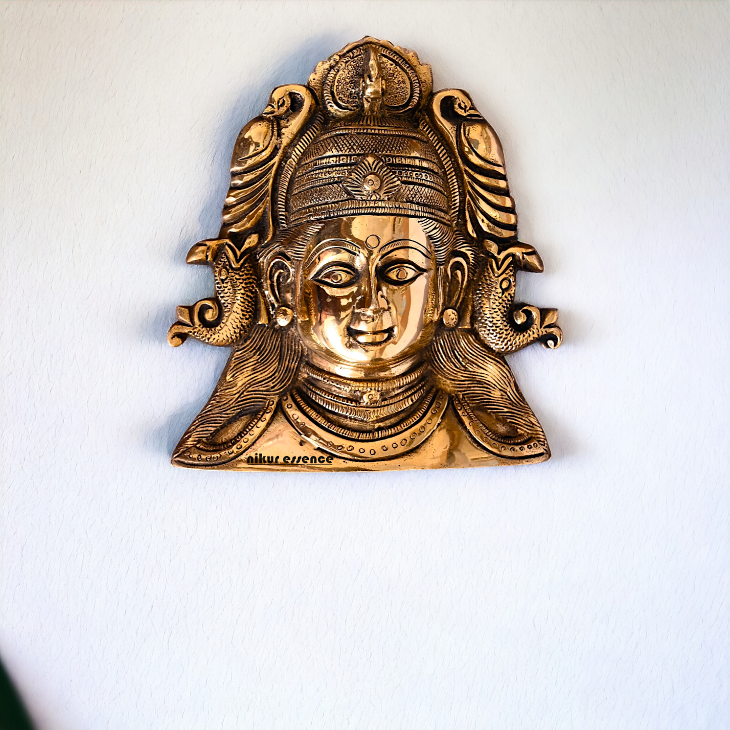 Parvati face wall hanging Solid Brass idol - 8 Inches Nikuressence
