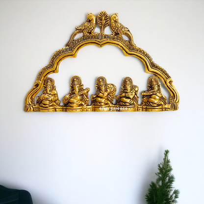 Ganesha Musical Brass wall Hanging - 7 Inches Nikuressence