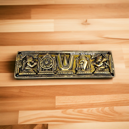 Shankh chakra namaha antique Brass wall Hanging- 2.8 Inches Nikuressence