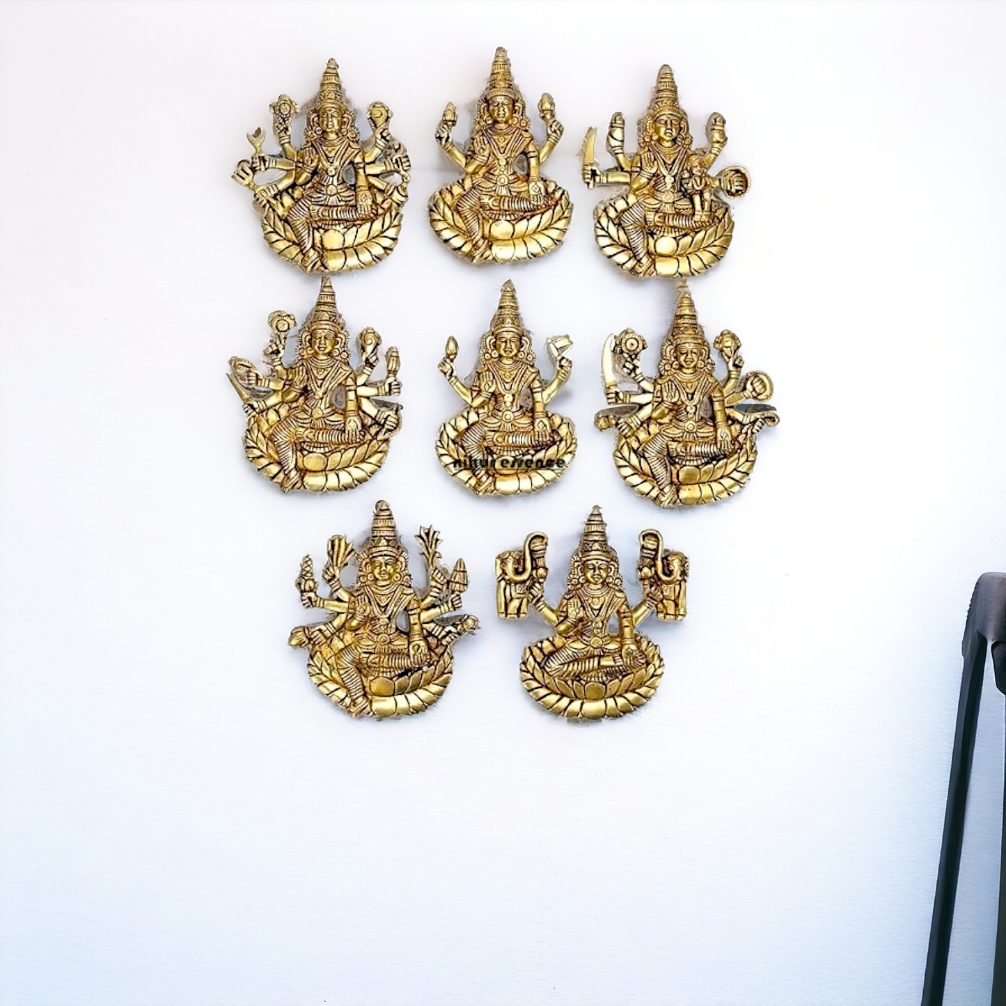 Astha lakshmi wall hanging brass plate idol - 5.8 Inches Nikuressence